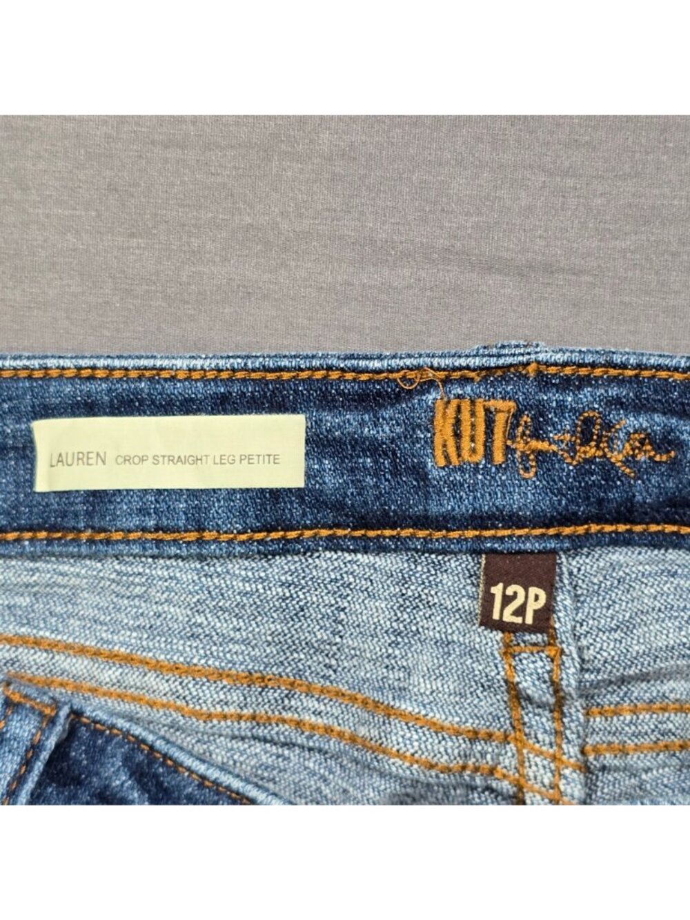 Kut From The Kloth Womens 12P Lauren Crop Straight Leg Petite Jeans Medium Wash - Picture 2 of 6
